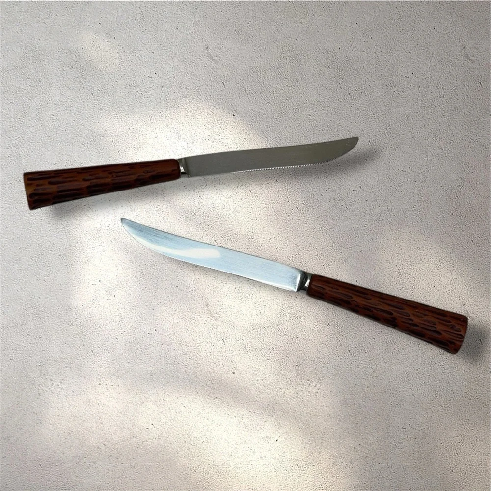 Vintage Westall Richardson Stainless Steel Horn Handle Knives Sheffield England